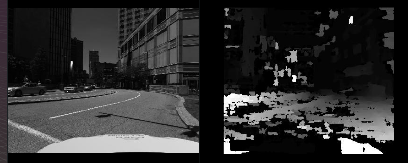 Left image and corresponding stereo disparity